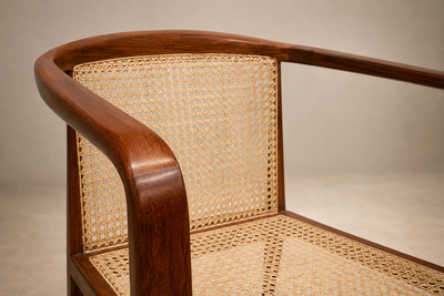 John Graz Brazilian Modern Sculptural Armchair in Cavi na Cane by John Graz Brazil