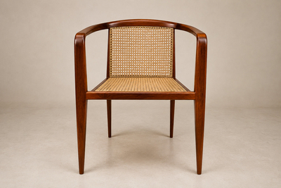 John Graz Brazilian Modern Sculptural Armchair in Cavi na Cane by John Graz Brazil