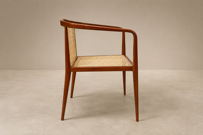 John Graz Brazilian Modern Sculptural Armchair in Cavi na Cane by John Graz Brazil
