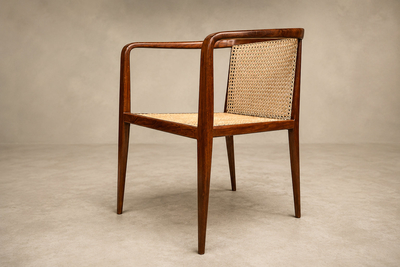 John Graz Brazilian Modern Sculptural Armchair in Cavi na Cane by John Graz Brazil