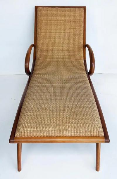 John Graz Rare 1950s John Louis Graz Chaise Longue Inset Woven Raffia