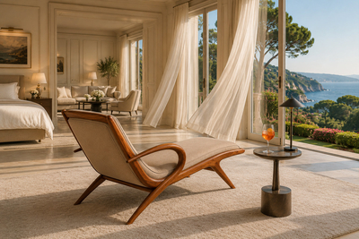 John Graz Rare Brazilian Modern Chaise Lounge in Cavi na and Mohair John Graz 1950s
