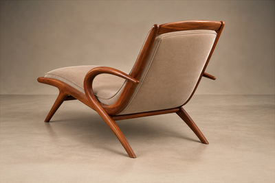 John Graz Rare Brazilian Modern Chaise Lounge in Cavi na and Mohair John Graz 1950s