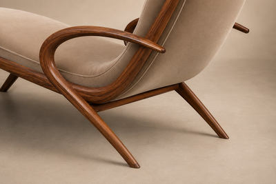 John Graz Rare Brazilian Modern Chaise Lounge in Cavi na and Mohair John Graz 1950s