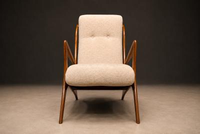 John Graz Sculptural Pair of Brazilian Modernist Armchairs in Hardwood Chenille