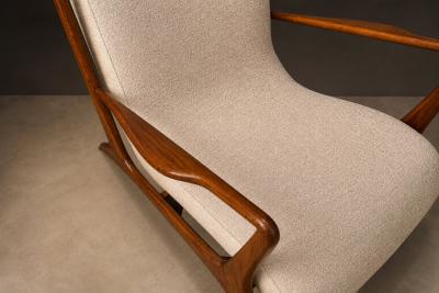 John Graz Sculptural Pair of Brazilian Modernist Armchairs in Hardwood Chenille