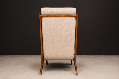 John Graz Sculptural Pair of Brazilian Modernist Armchairs in Hardwood Chenille