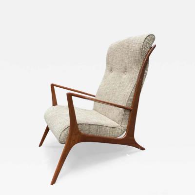 John Grazier Mid Century Brazilian Modern Armchair in Hardwood Fabric by John Graz 1950 s