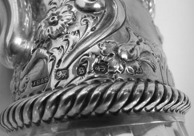 John Grinsell Antique English Victorian Sterling Silver Cut Rock Crystal Decanter