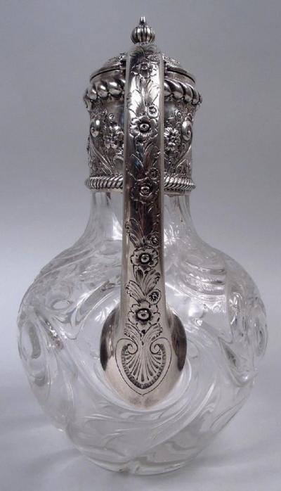 John Grinsell Antique English Victorian Sterling Silver Cut Rock Crystal Decanter