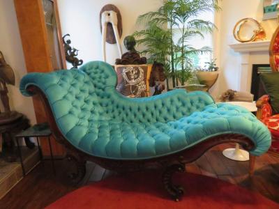 John Henry Belter Magnificent Victorian John Henry Belter Attributed Rosewood Tufted Chaise Longue