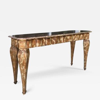 John Hutton Hollywood Regency Faux Tortoise Marble Top Console