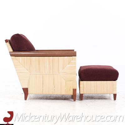 John Hutton John Hutton for Donghia Merbau Collection Club Chairs with Ottomans Pair