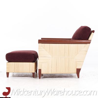John Hutton John Hutton for Donghia Merbau Collection Club Chairs with Ottomans Pair