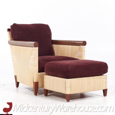 John Hutton John Hutton for Donghia Merbau Collection Club Chairs with Ottomans Pair