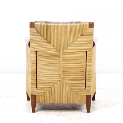 John Hutton John Hutton for Donghia Merbau Collection MCM Mahogany and Rattan Chairs Pair