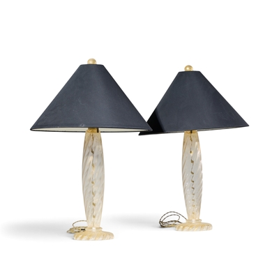 John Hutton John Hutton for Donghia Ondoso Mid Century Murano Glass Lamp Pair