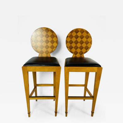 John Hutton Pair of Paris Hall Harlequin Bar Stools by John Hutton for Donghia