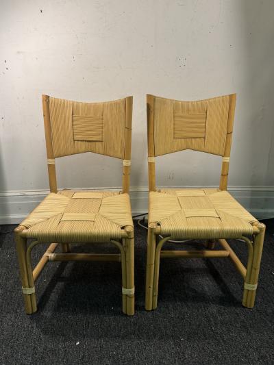 John Hutton SUITE OF FOUR HIGH END CANE AND WOOD DINING CHAIRS BY JOHN HUTTON FOR DONGHIA