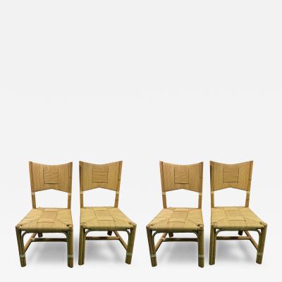 John Hutton SUITE OF FOUR HIGH END CANE AND WOOD DINING CHAIRS BY JOHN HUTTON FOR DONGHIA
