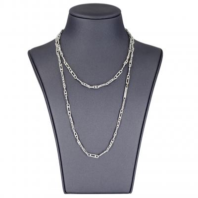 John Iversen One of a Kind White Sterling Silver Handmade Link Chain Necklace John Iversen