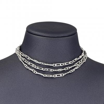 John Iversen One of a Kind White Sterling Silver Handmade Link Chain Necklace John Iversen