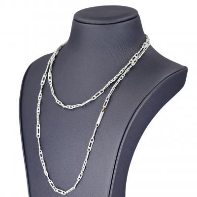 John Iversen One of a Kind White Sterling Silver Handmade Link Chain Necklace John Iversen