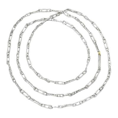 John Iversen One of a Kind White Sterling Silver Handmade Link Chain Necklace John Iversen