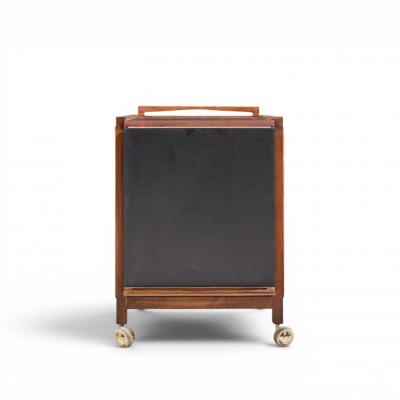 John Kapel John Kapel for Glenn of California Walnut Drop Leaf Expandable Bar Cart