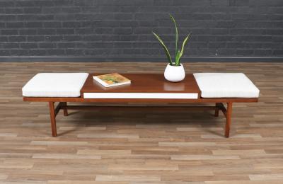 John Keal California Modern Slatted Bench Coffee Table by John Keal
