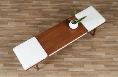John Keal California Modern Slatted Bench Coffee Table by John Keal