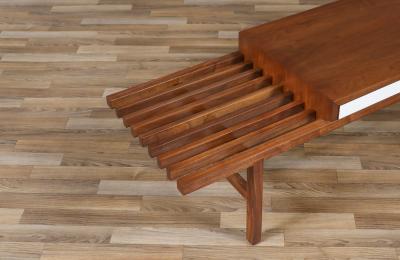 John Keal California Modern Slatted Bench Coffee Table by John Keal