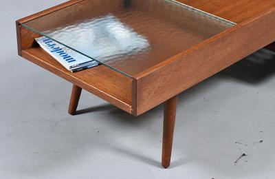 John Keal Californian Modern Coffee Table w Bookshelf Drink Tray by John Keal