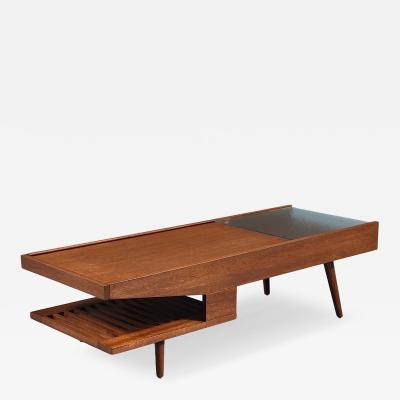John Keal Californian Modern Coffee Table w Bookshelf Drink Tray by John Keal