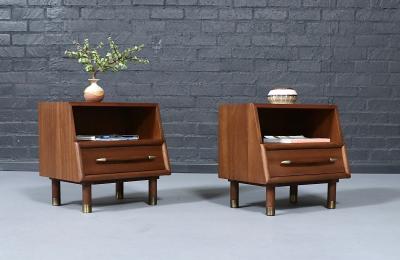 John Keal Californian Modern Night Stands w Bookcase by John Keal for Brown Saltman