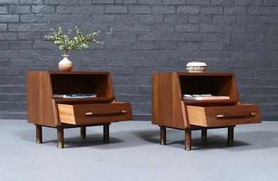 John Keal Californian Modern Night Stands w Bookcase by John Keal for Brown Saltman