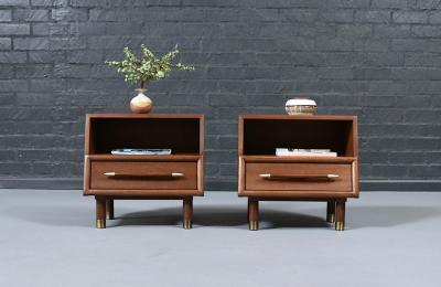 John Keal Californian Modern Night Stands w Bookcase by John Keal for Brown Saltman