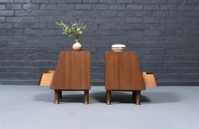 John Keal Californian Modern Night Stands w Bookcase by John Keal for Brown Saltman