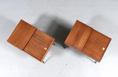 John Keal Californian Modern Side Tables w Storage Compartments by John Keal