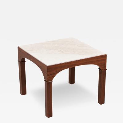 John Keal John Keal Side Table with Travertine Stone Top for Brown Saltman