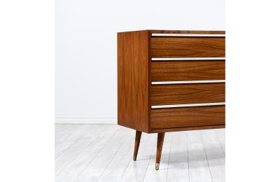John Keal John Keal Walnut Dresser with Metal Accent Pulls for Brown Saltman