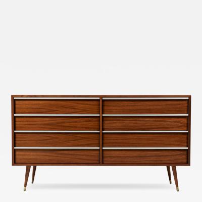 John Keal John Keal Walnut Dresser with Metal Accent Pulls for Brown Saltman