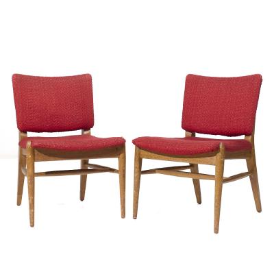 John Keal John Keal for Brown Saltman Mid Century Beached Mahogany Dining Chairs Pair
