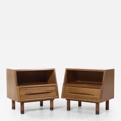 John Keal John Keal for Brown Saltman Mid Century Bleached Mahogany Nightstands Pair