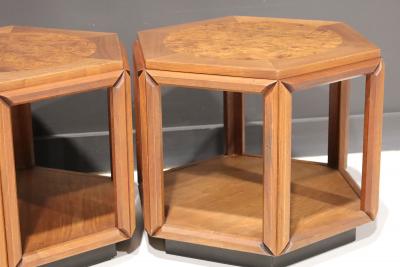 John Keal John Keal for Brown Saltman Set of Three Walnut and Burl Cocktail Tables 1970s