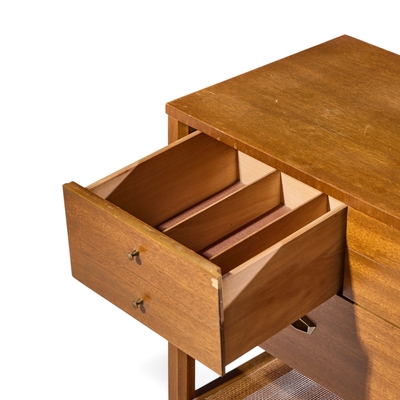 John Keal John Keal for Brown Saltman Style Mid Century Mahogany and Cane Console Credenza