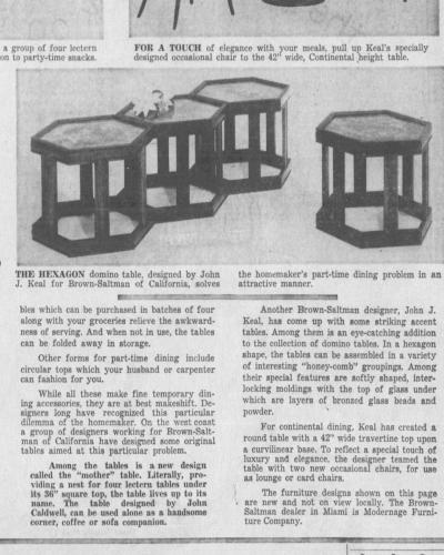 John Keal Pair of Hexagonal Domino Side Tables by John Keal for Brown Saltman