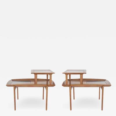 John Keal Walnut Step Tables by John Keal for Brown Saltman