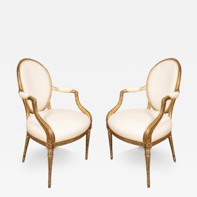 John Linnell Pair Of George III Giltwood Armchairs