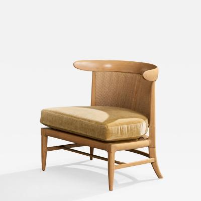John Lubberts Lambert Mulder Slipper Chair with Wood and Cane USA 1950s